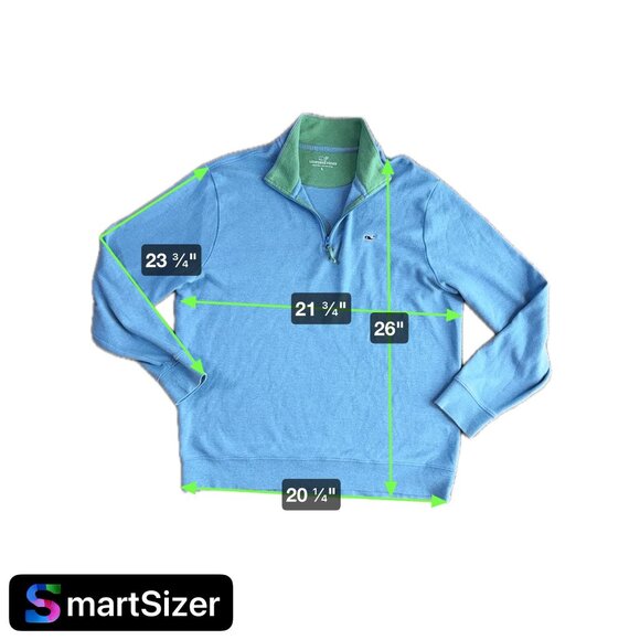 Vineyard Vines Quarter Zip Sweater Mens L Light Blue Logo Contrasting Collar - Picture 2 of 5